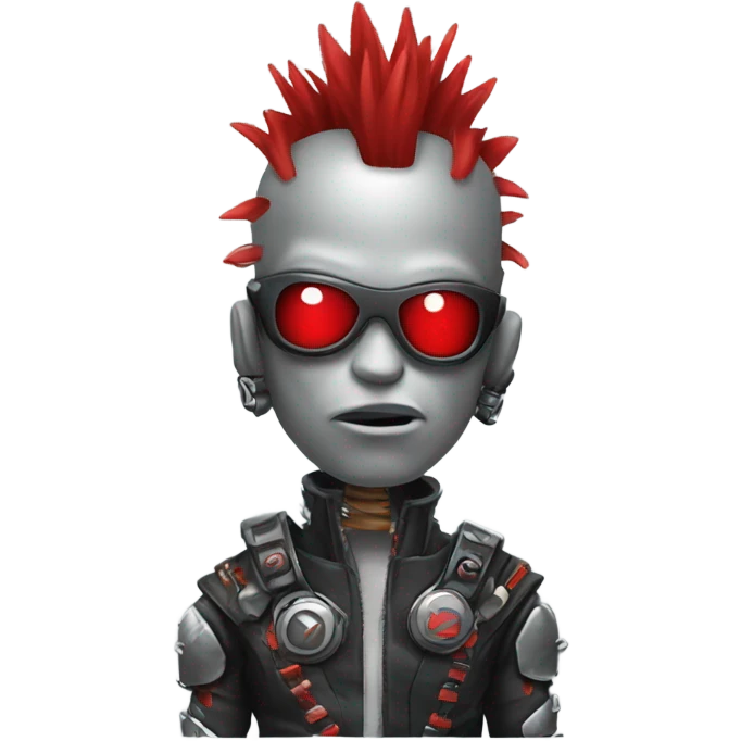 cyborg rockstar with red mohawk emoji
