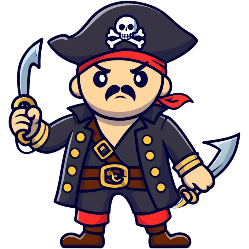fierce pirate captain with hook hand emoji