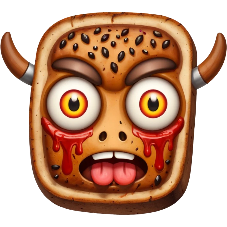 Steak with crazy eyes hurt emoji