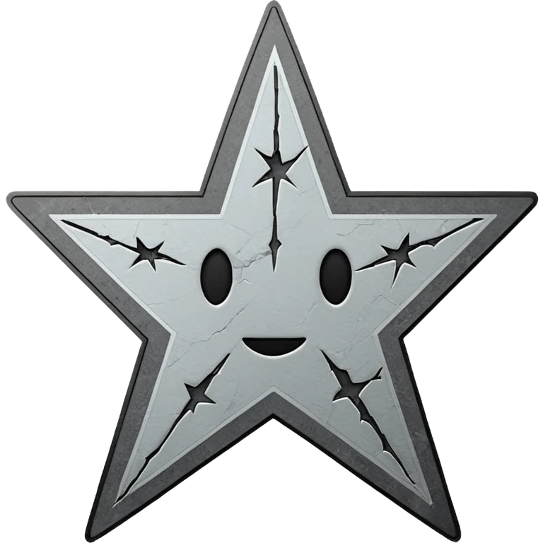 Minimalist emoji-style sticker of a cracked Walk of Fame star with a faint claw mark coming from below, grayscale and ash tones


 emoji