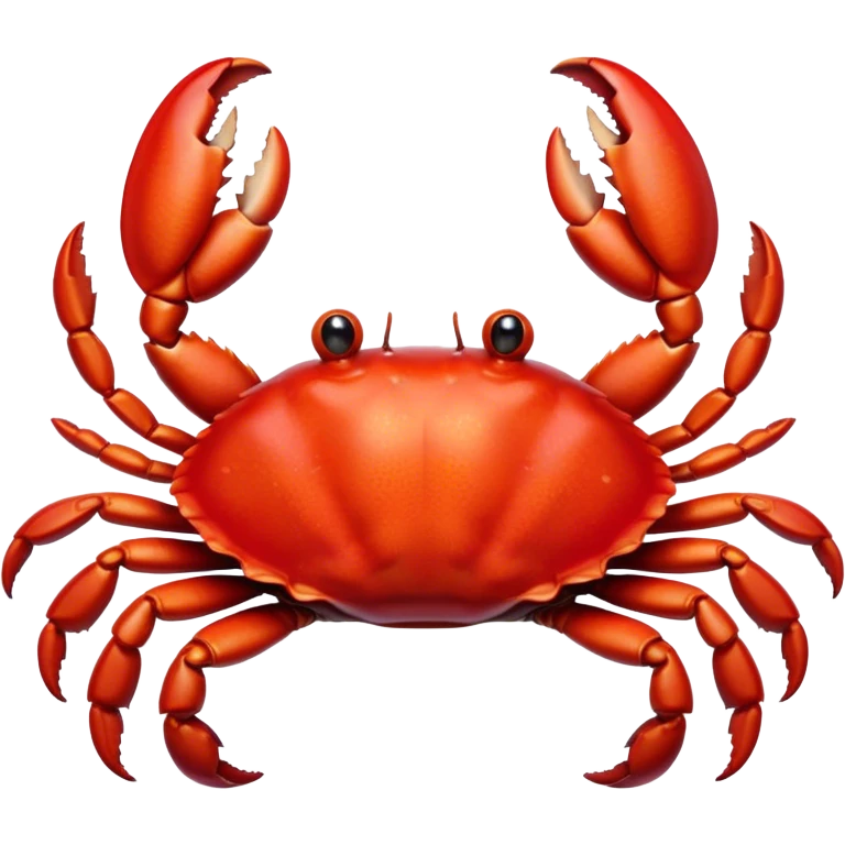 Cinematic Realistic Cute Crab Portrait Emoji, Head tilted playfully and inquisitively, featuring a compact, sturdy form with a glossy red shell uniquely forming an endearing face with bright, sparkling eyes, rendered with intricate natural textures and subtle coastal hues, high shine, affectionate and spirited, styled with a touch of seaside whimsy, soft glowing outline, capturing the essence of a mischievous yet lovable crab that seems ready to pinch playfully out of the screen into your arms! emoji