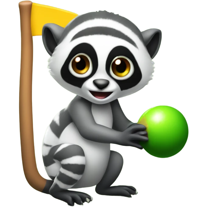 A lemur getting a hole in one on a simulator  emoji