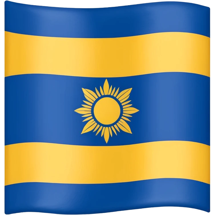 flag of the Republic of Buryatia, top half blue, next quarter white, bottom quarter yellow, with a yellow soyombo symbol in the upper left emoji