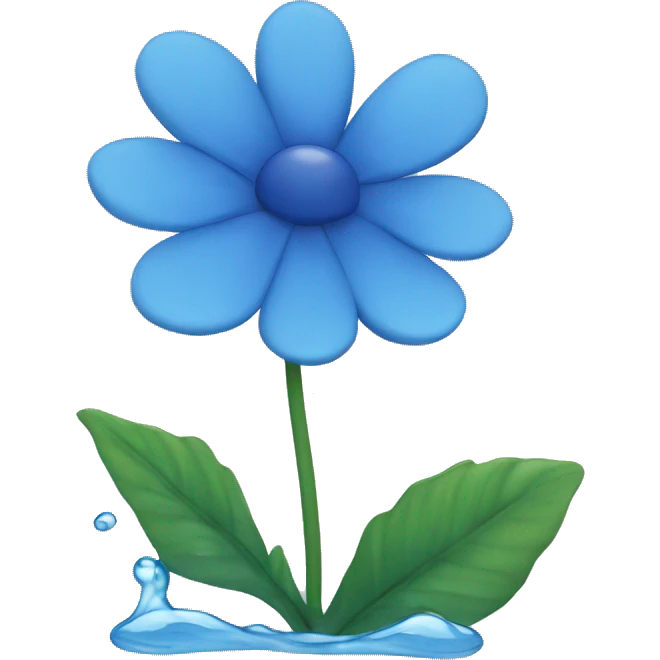 A blue flower with water emoji