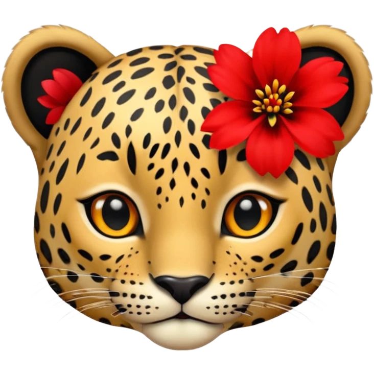 leopard with red flower emoji