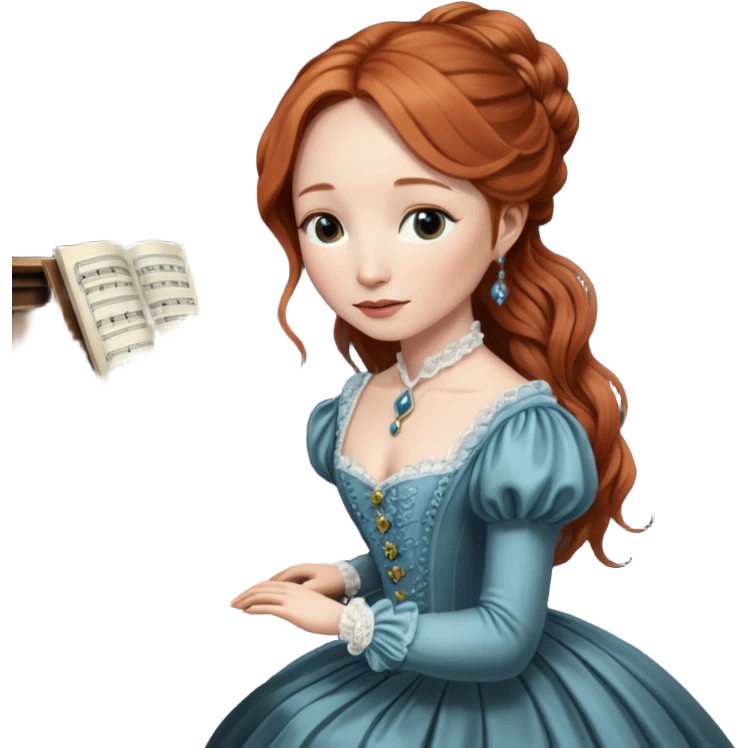cinematic realistic - Tori Amos - playing the piano in a Victorian dress emoji