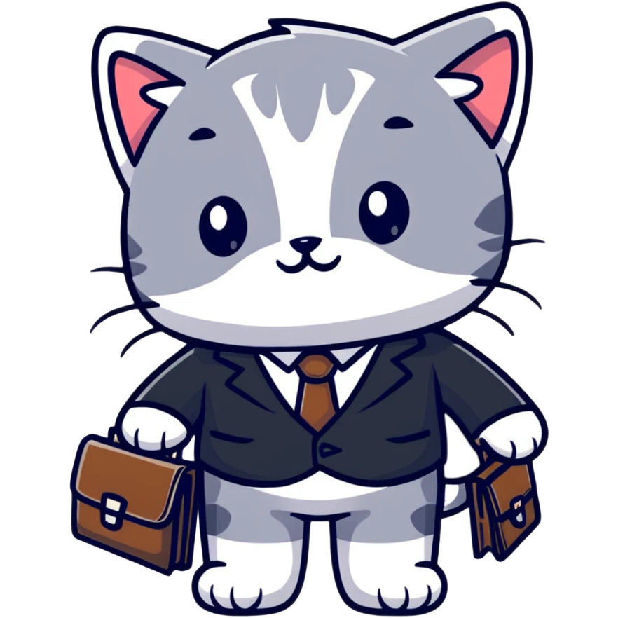 kitten in a suit holding a briefcase emoji