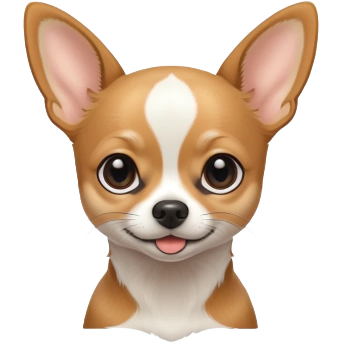 A black and white chihuahua emoji please with a thin white line on the center of head emoji