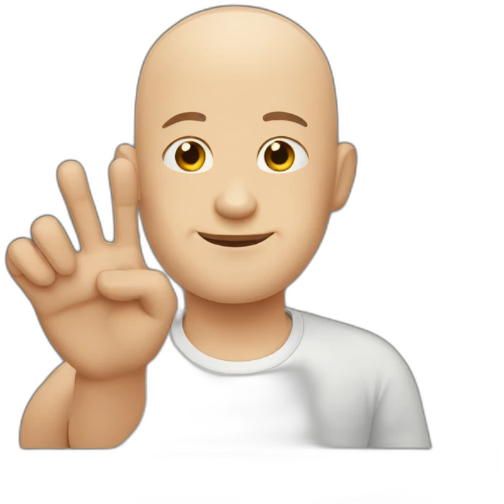 bald man 3 fingers emoji