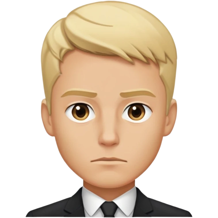 Man with stern expression, short blonde hair, strong jawline, wearing a suit emoji