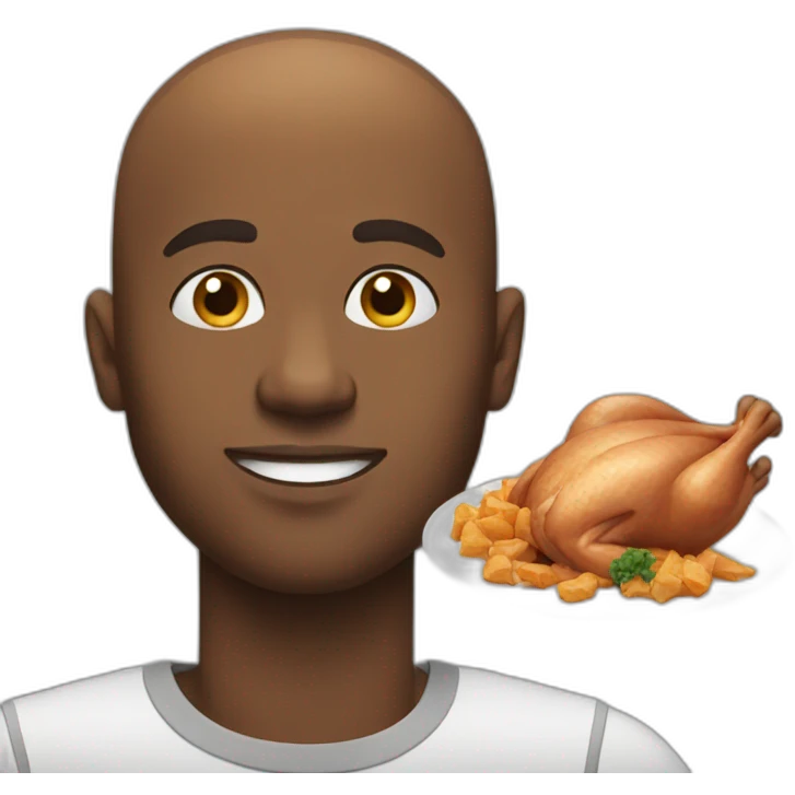 Bald black guy eating chicken emoji