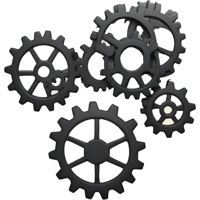 3 cogs, one big cog at the top and 2 small cogs next to each other. emoji