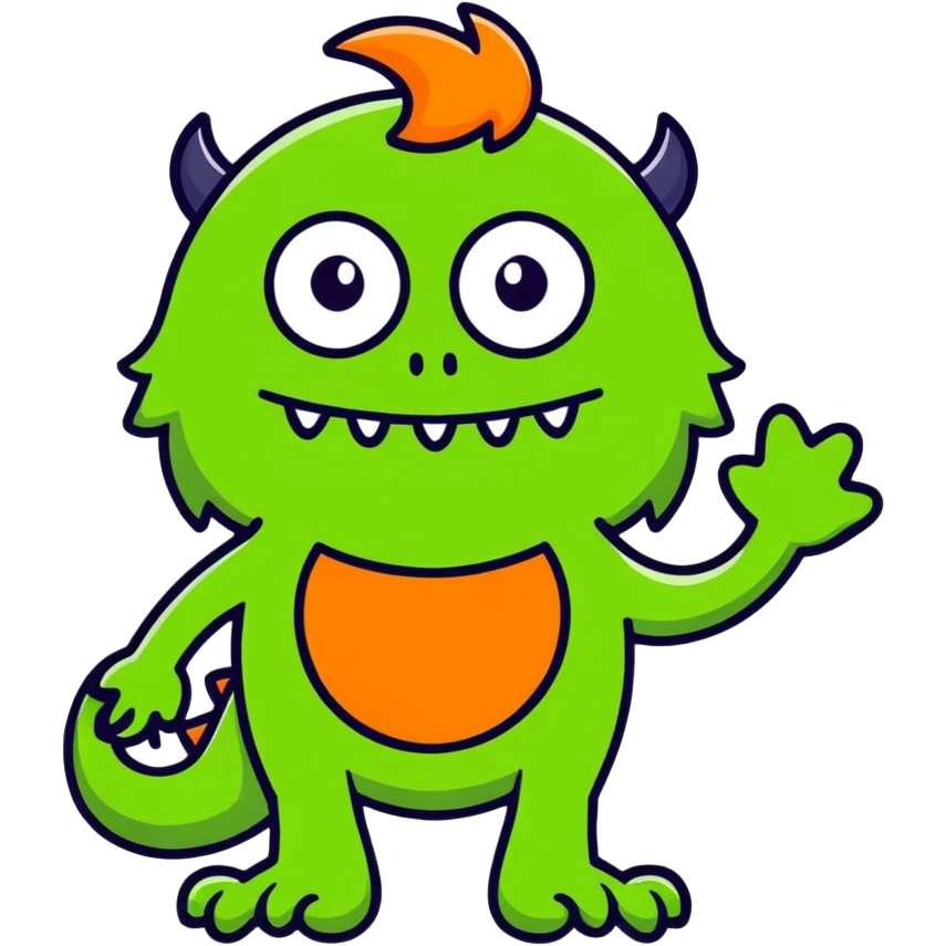 green monster with orange nose and orange hair emoji