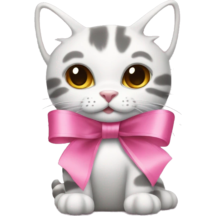 Cat pawwith pink ribbon bow emoji