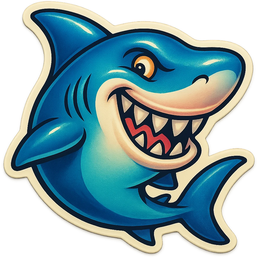 A SHARK WITH A GRIN emoji