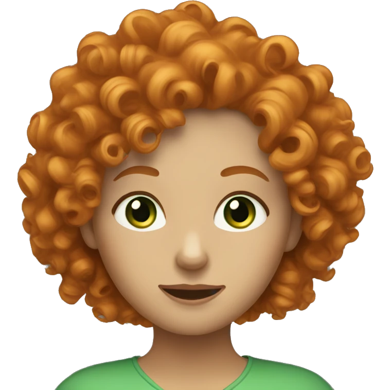 Curly hair ginger women with green eyes  emoji