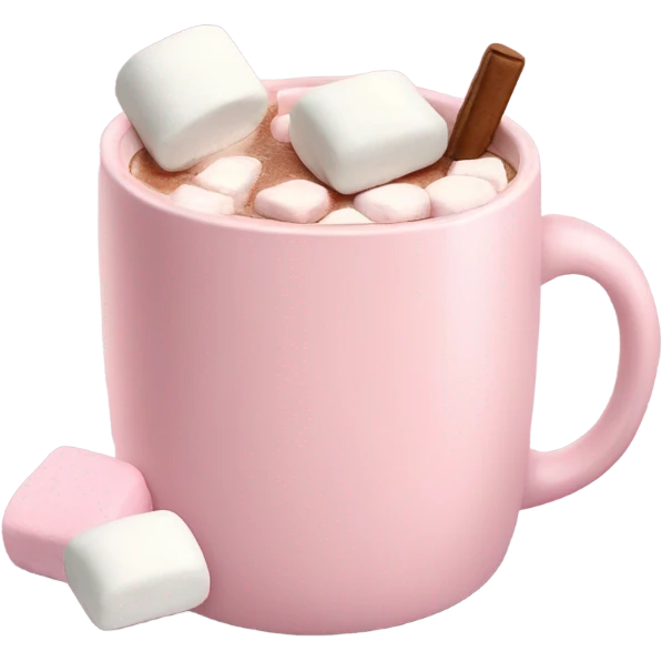 Light Pink mug of hot chocolate with marshmallows  emoji