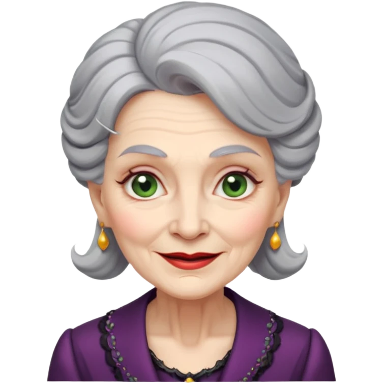 old woman with elegant make up and fancy clothes looking wicked and smirk emoji