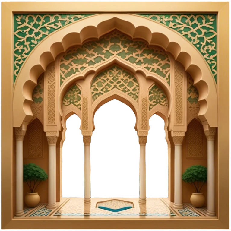 Alhambra – Cinematic Realistic Alhambra, depicted as a majestic Moorish palace with intricately carved arches, lush courtyards, and detailed tile work, bathed in soft golden light and dynamic shadows that highlight its opulent historical beauty. emoji
