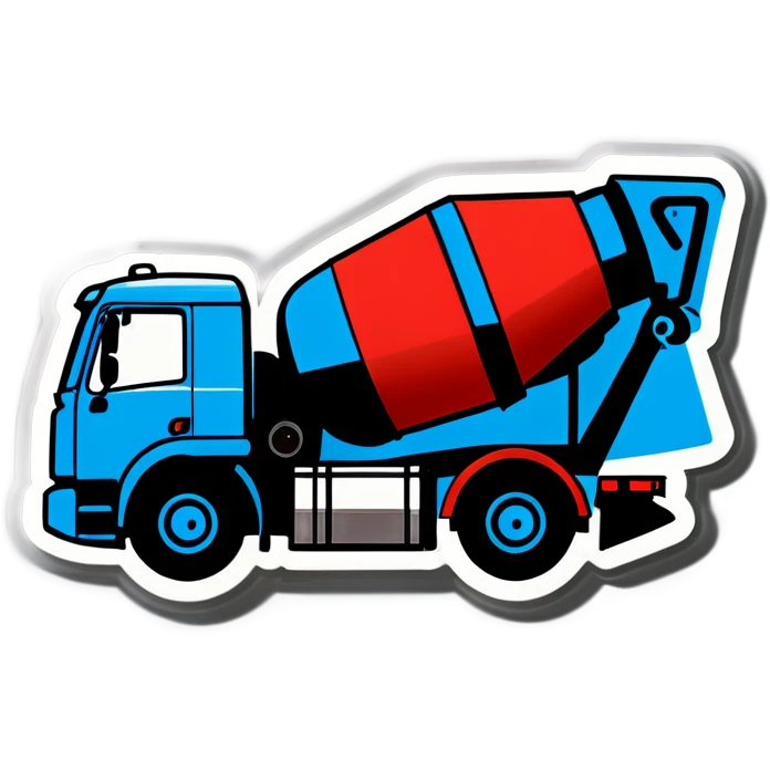 Concrete mixer truck red black blue  emoji