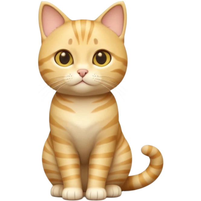 A 3D cartoon golden tabby American Shorthair cat with soft striped fur, warm golden tone, soft shadows, Memoji-style realism. full body or half body. emoji