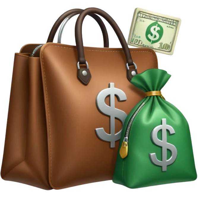 play button icon next to a bag of money with a dollar sign emoji