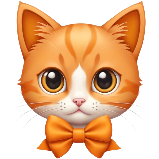 orange kitten with a bow and big eyes emoji