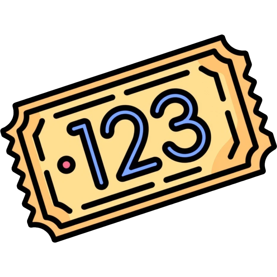 A raffle ticket with the number 123 on it emoji
