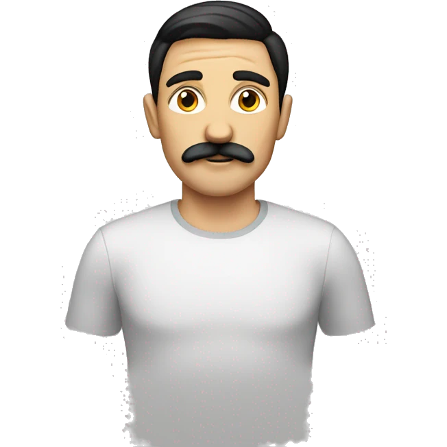 German guy with black middle parted hair and a short moustache emoji