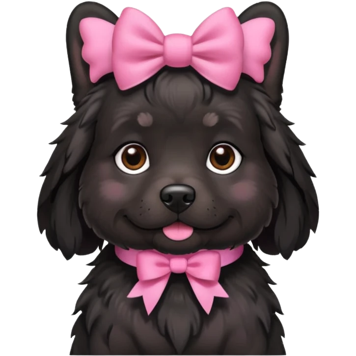 Perrito negrito peludo con lazos rosas  emoji