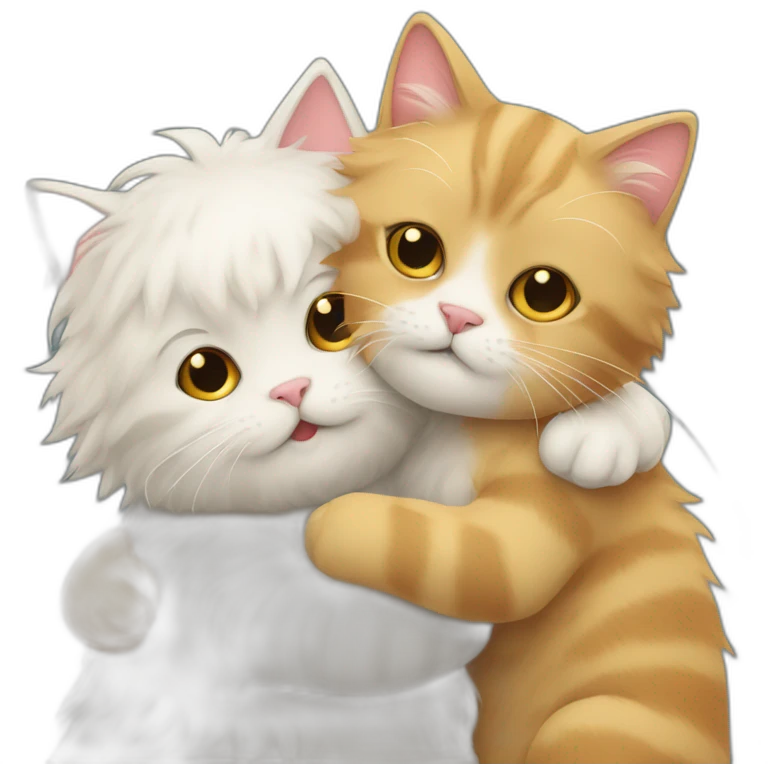 cute fluffy cat hugs another cat emoji