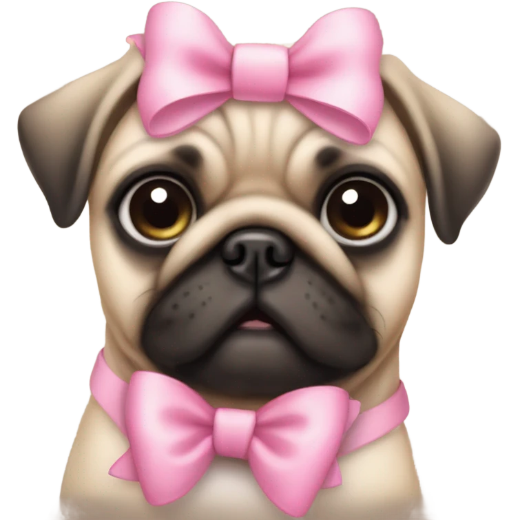 Dog puppy pug with cute pink Bow emoji
