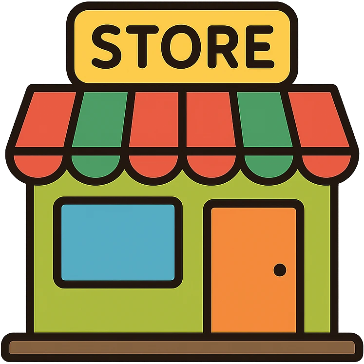 convenience store colored icon, simple storefront, clear signage emoji