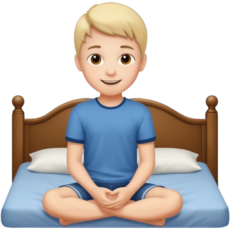 emoji- of a smiley boy sitting on the bed emoji