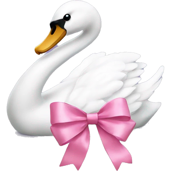 A swan with a pink bow  emoji