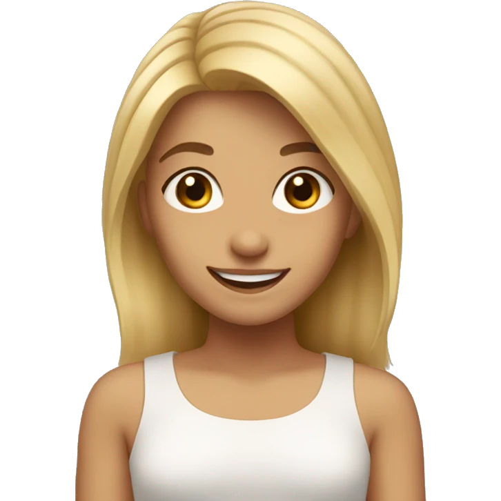 Girl with blonde hair and brown eyes smiling  emoji