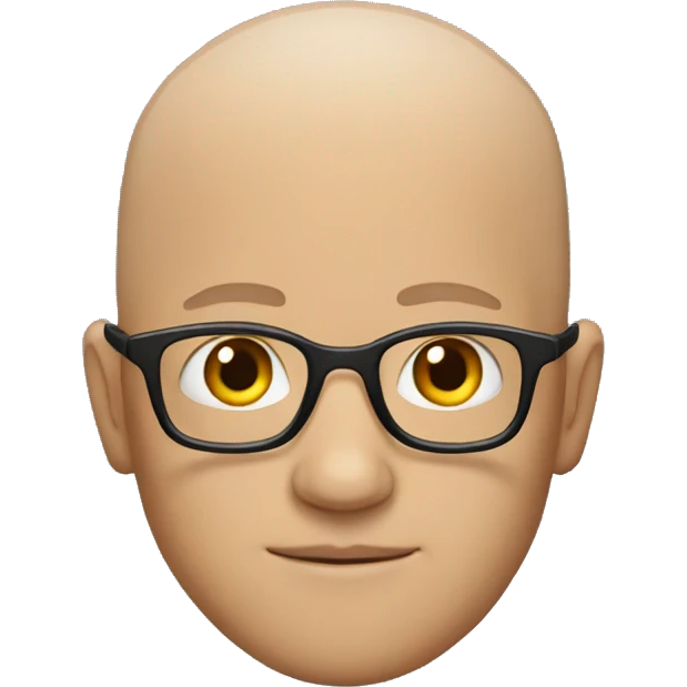 man with glasses without hair emoji
