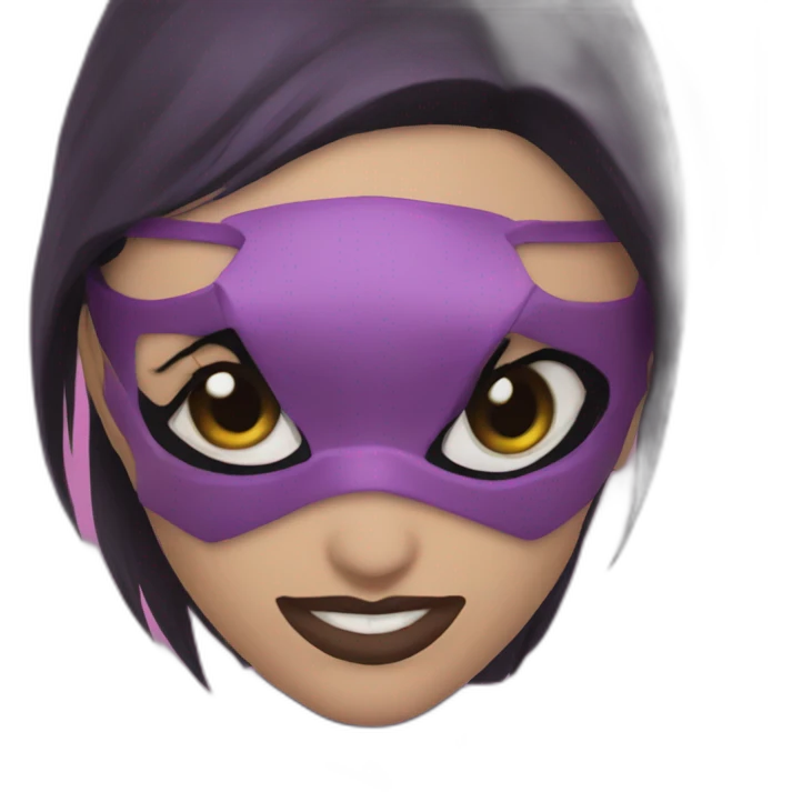 mileena from mortal kombat, purple ninja facemask, black short hair emoji