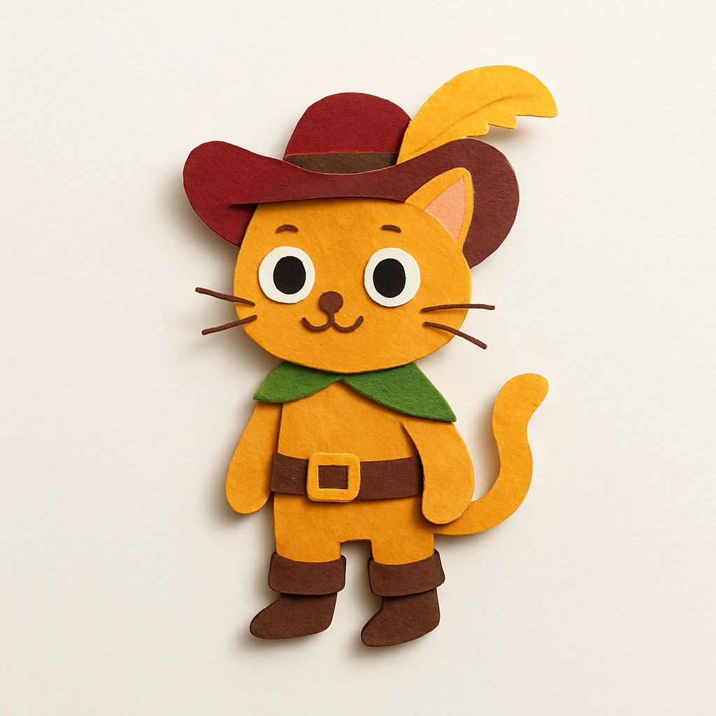 Puss in Boots, paper cutout style emoji