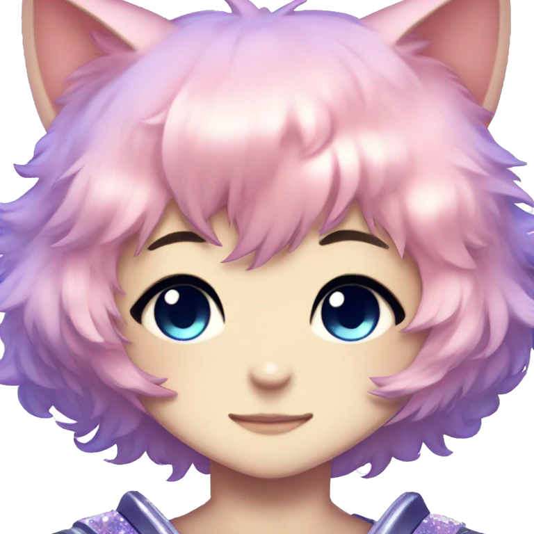 Cute Kawaii Beautiful Gorgeous Sparkly Shiny Blushing Anime Style Catboy emoji