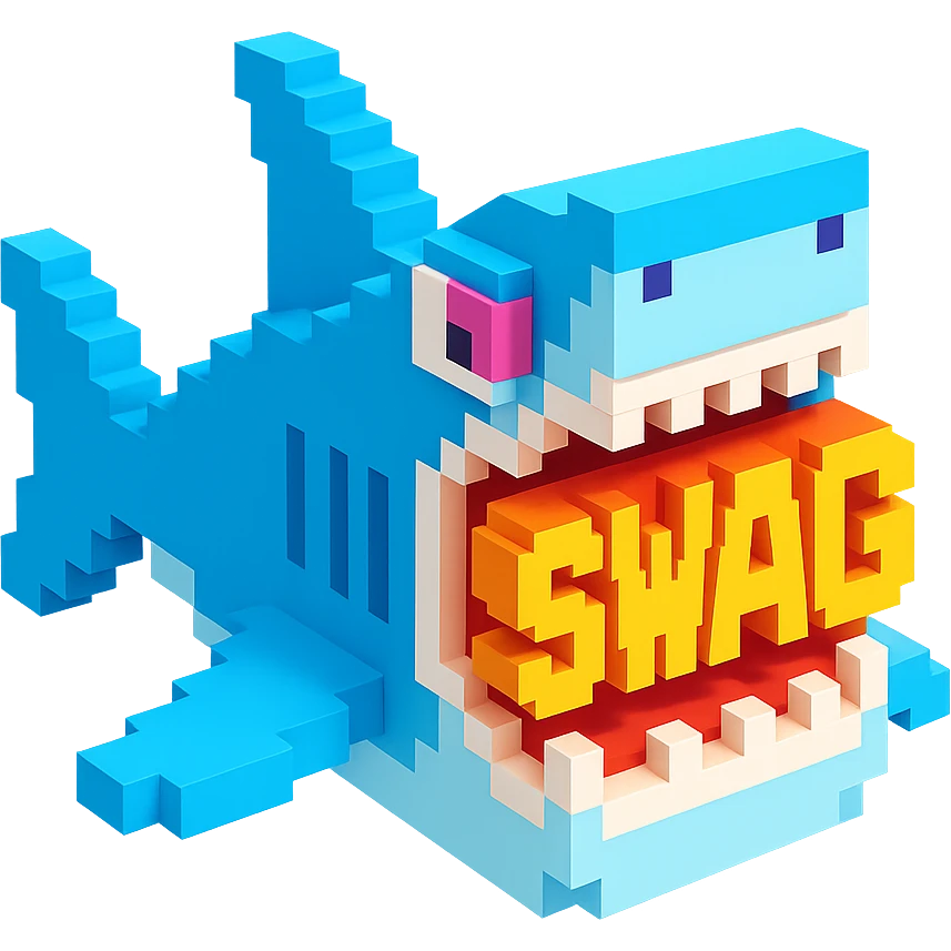 акула в пасти которой надпись SWAG, no background emoji