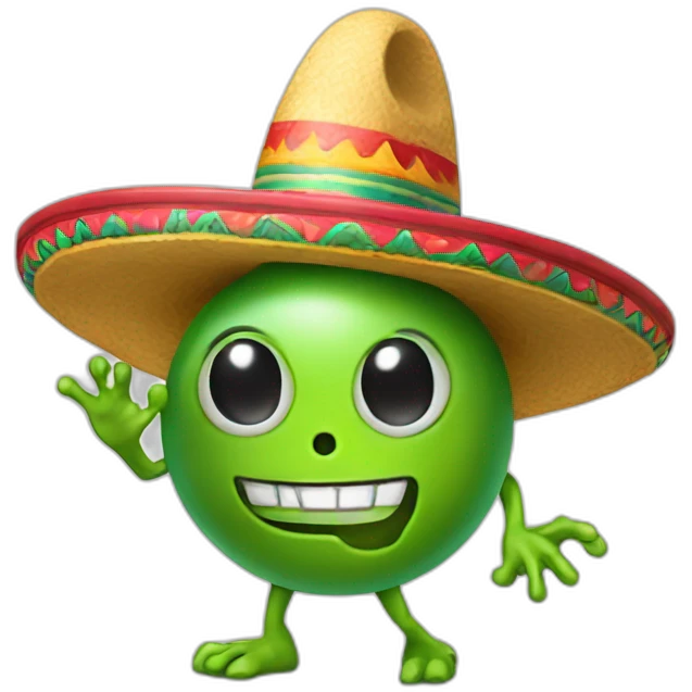 an alien with a mexican hat and maracas emoji
