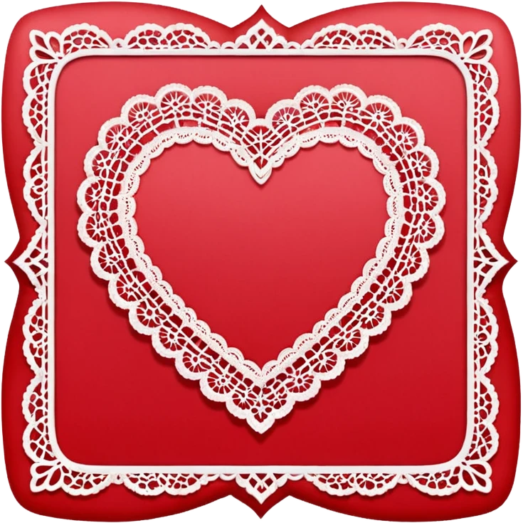 Square happy Valentine’s Day card made of paper with lace edges emoji