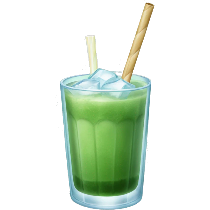 glass of ice matcha with a straw emoji