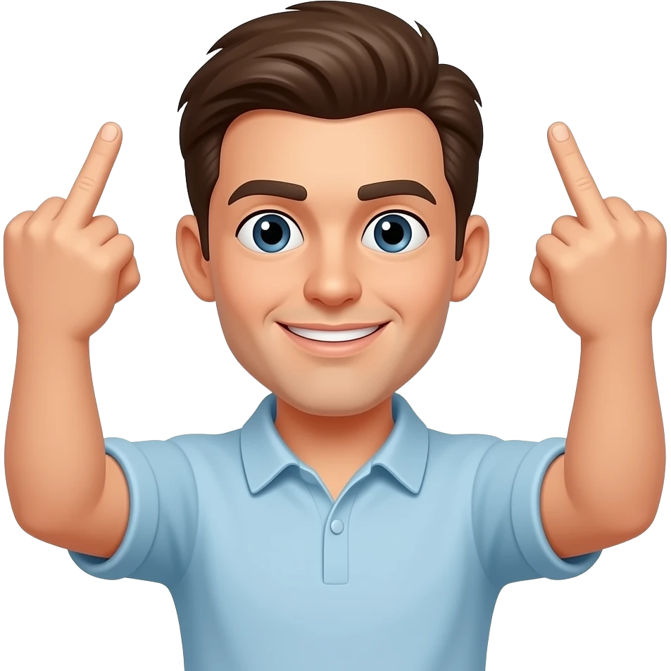 Guy flicking off middle finger both hands emoji