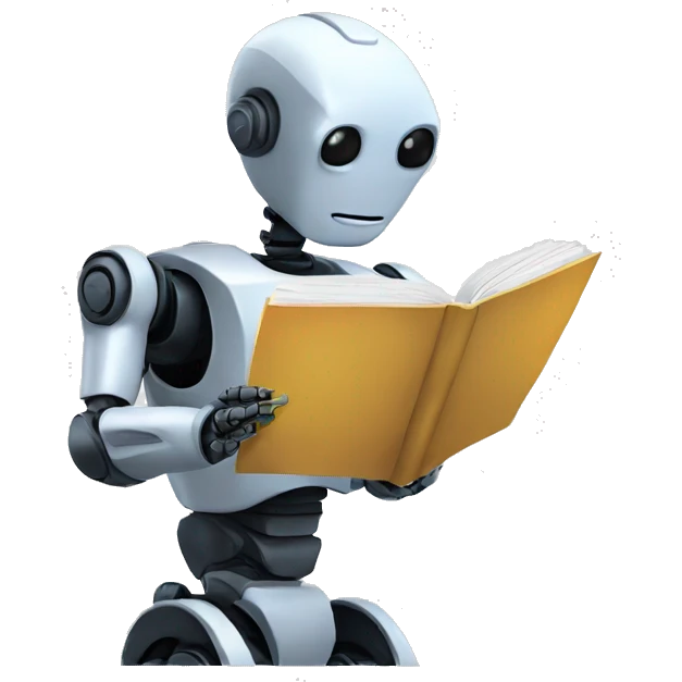 robot reading a journal emoji