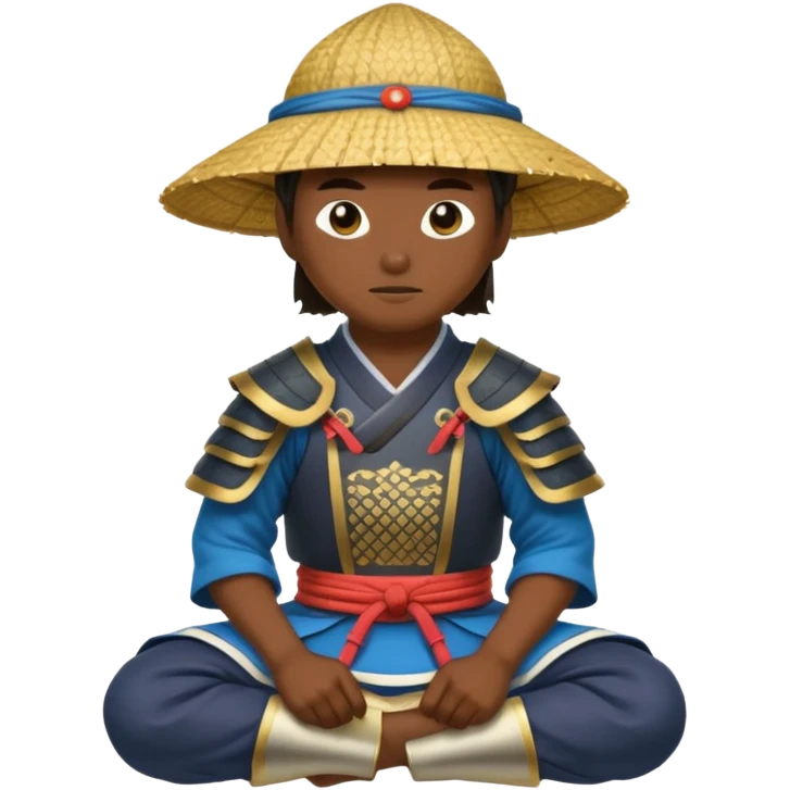 asian Samurais in Hat, Samurai kneeling  emoji