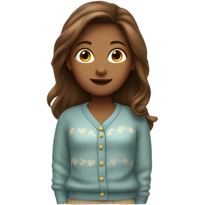  Lady with long brown hair in pajamas and a sweater  emoji