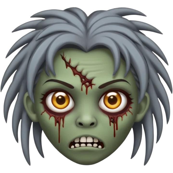 faça uma garota zumbi com cabelos acima dos ombros da cor castanhos escuros e com franja curta emoji