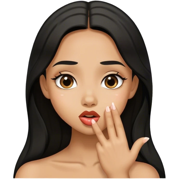 Tan girl with black long hair sending kisses  emoji
